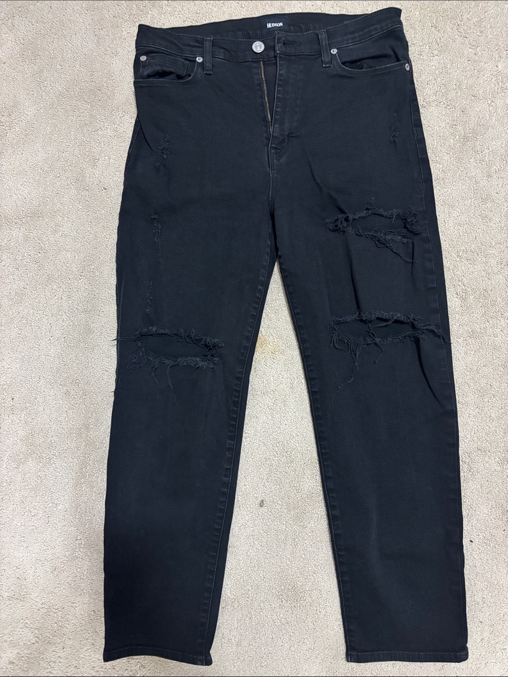 Hudson Jeans Black Distressed Boyfriend Jeans